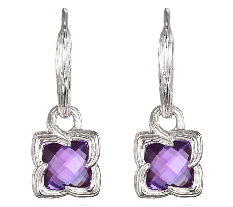 Ariva Sterling Silver Gemstone Drop Earrings — View 3
