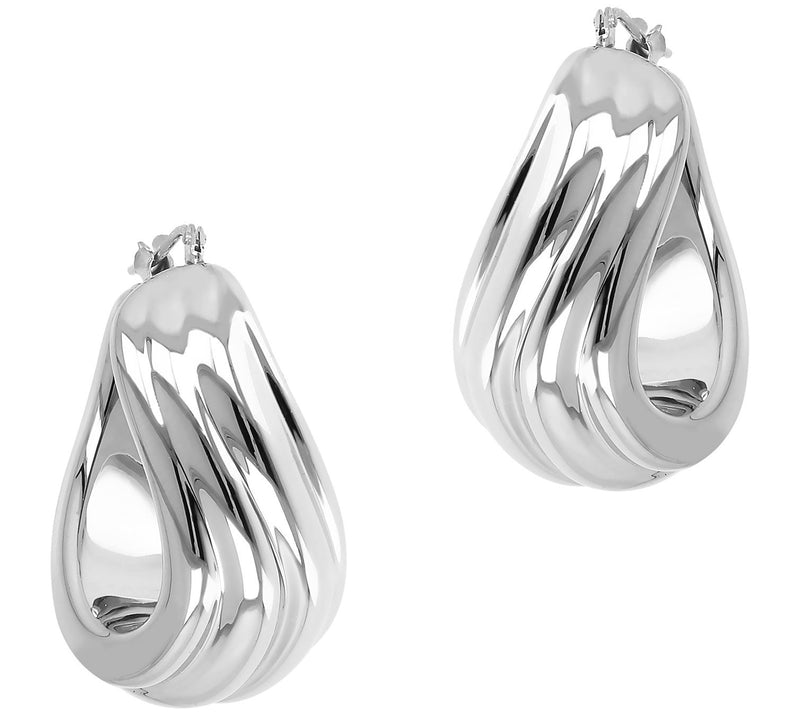 BellaOro Ribbed Twist Hoop Earrings, 14K G old Over Resin — View 7