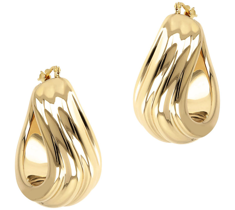 BellaOro Ribbed Twist Hoop Earrings, 14K G old Over Resin — View 3