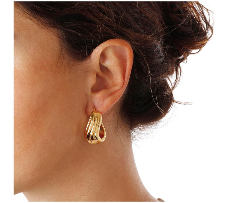 BellaOro Ribbed Twist Hoop Earrings, 14K G old Over Resin — View 9