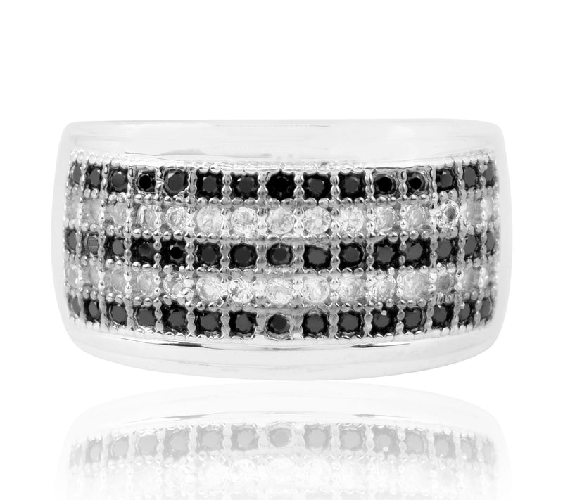 Sterling Silver Black Spinel & White Topaz Ring — View 4