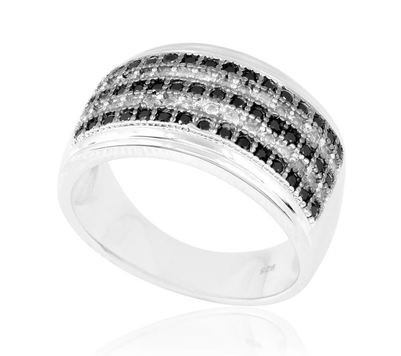 Sterling Silver Black Spinel & White Topaz Ring — Main view