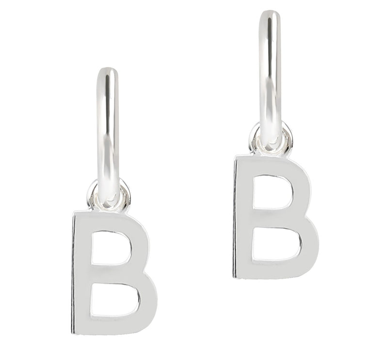 UltraFine Silver Initial Mini Hoop Earrings — View 5