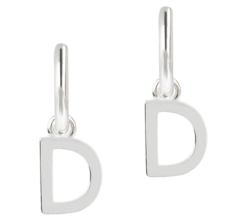 UltraFine Silver Initial Mini Hoop Earrings — View 9
