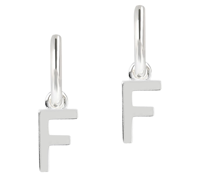 UltraFine Silver Initial Mini Hoop Earrings — View 13