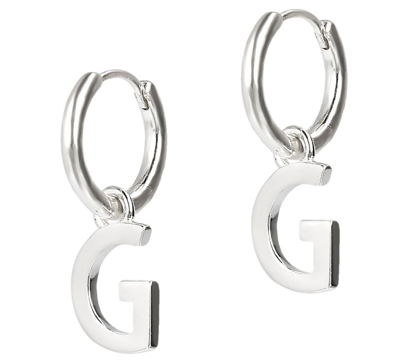 UltraFine Silver Initial Mini Hoop Earrings — View 15