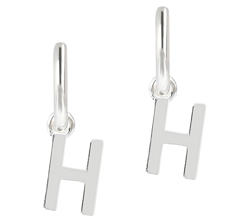 UltraFine Silver Initial Mini Hoop Earrings — View 17