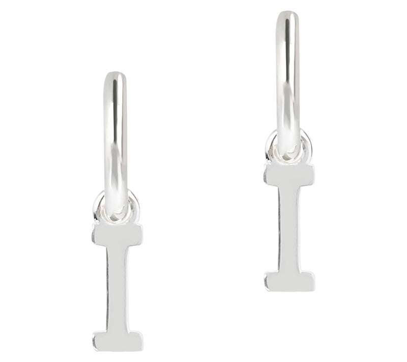 UltraFine Silver Initial Mini Hoop Earrings — View 19