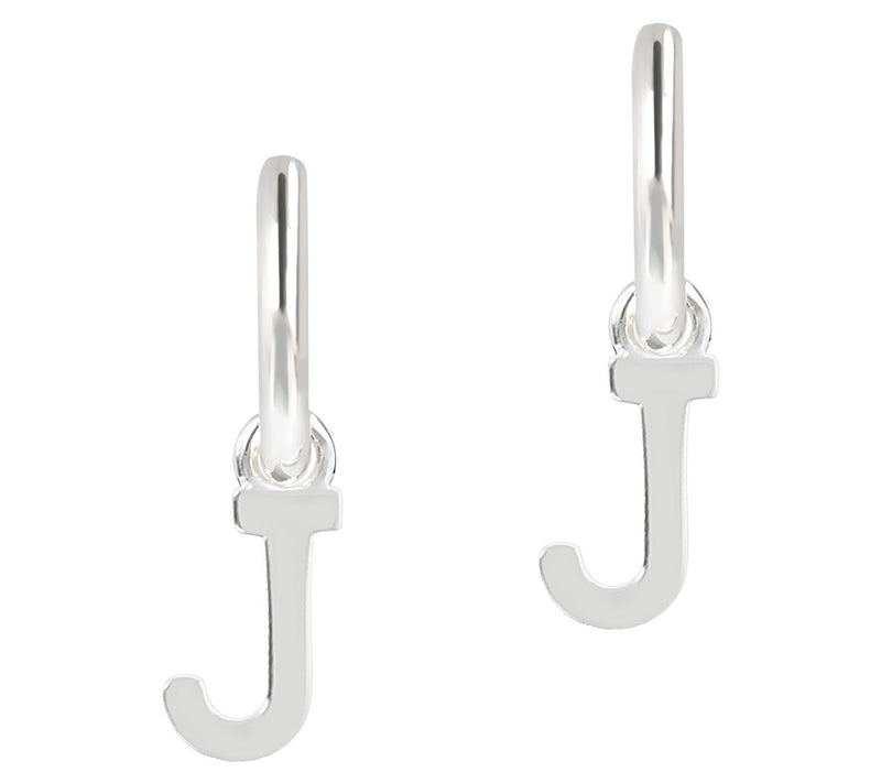 UltraFine Silver Initial Mini Hoop Earrings — View 21
