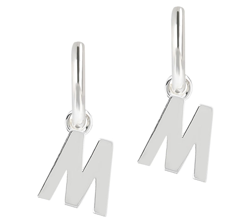 UltraFine Silver Initial Mini Hoop Earrings — View 27