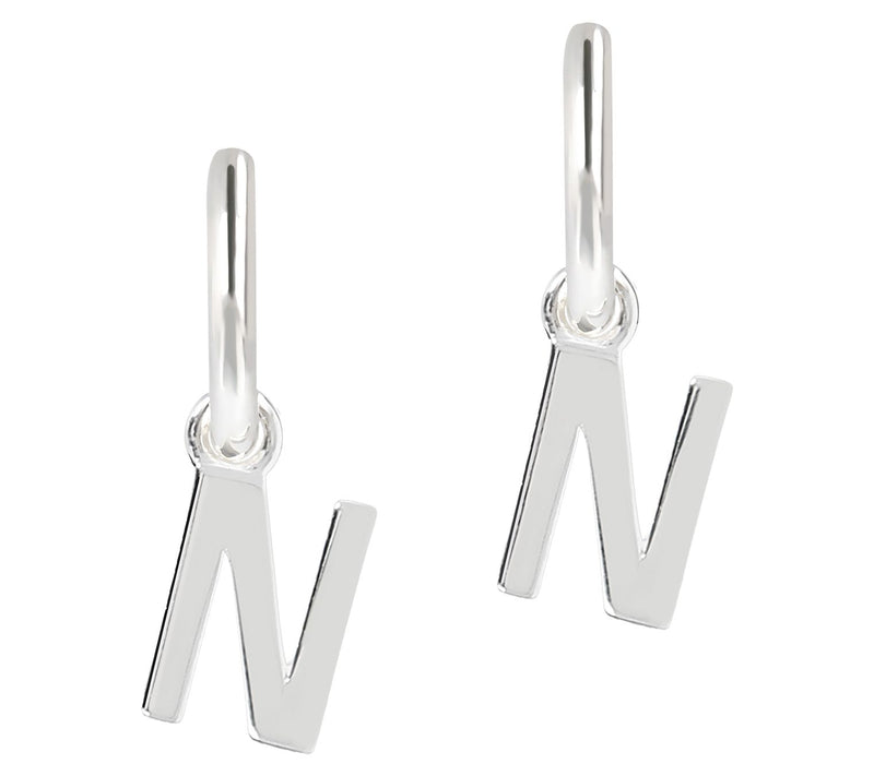 UltraFine Silver Initial Mini Hoop Earrings — View 29