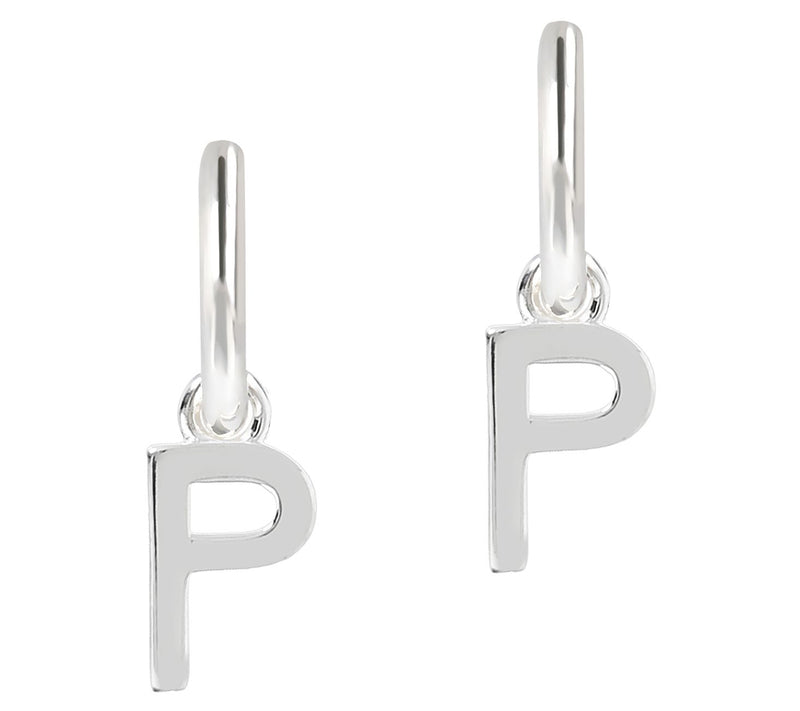 UltraFine Silver Initial Mini Hoop Earrings — View 33