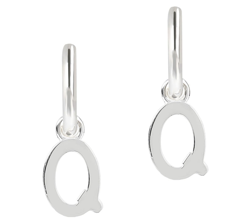 UltraFine Silver Initial Mini Hoop Earrings — View 35