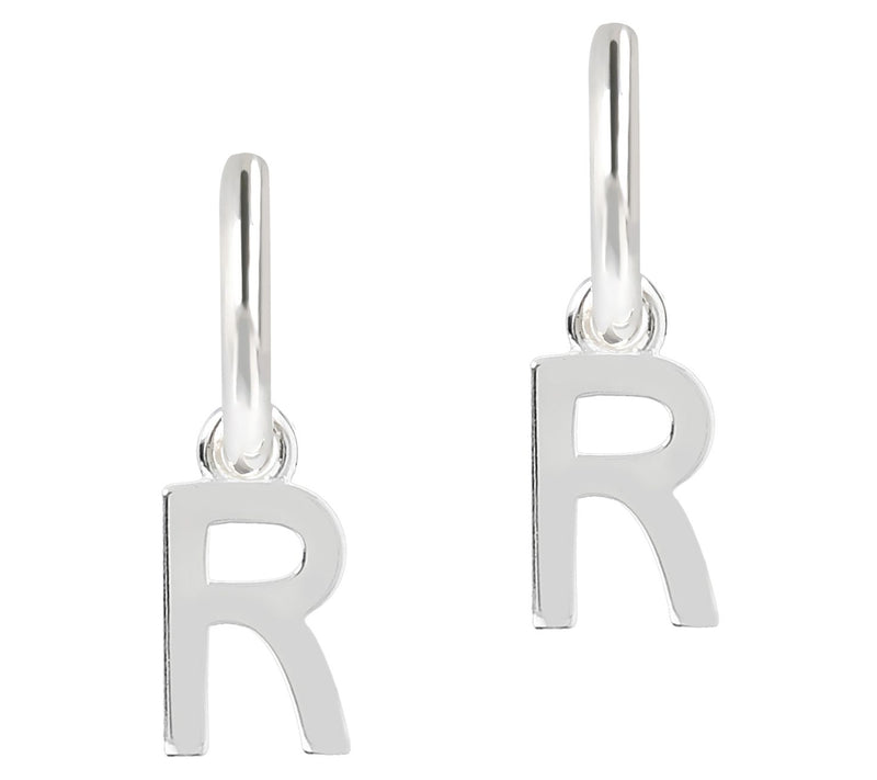 UltraFine Silver Initial Mini Hoop Earrings — View 37