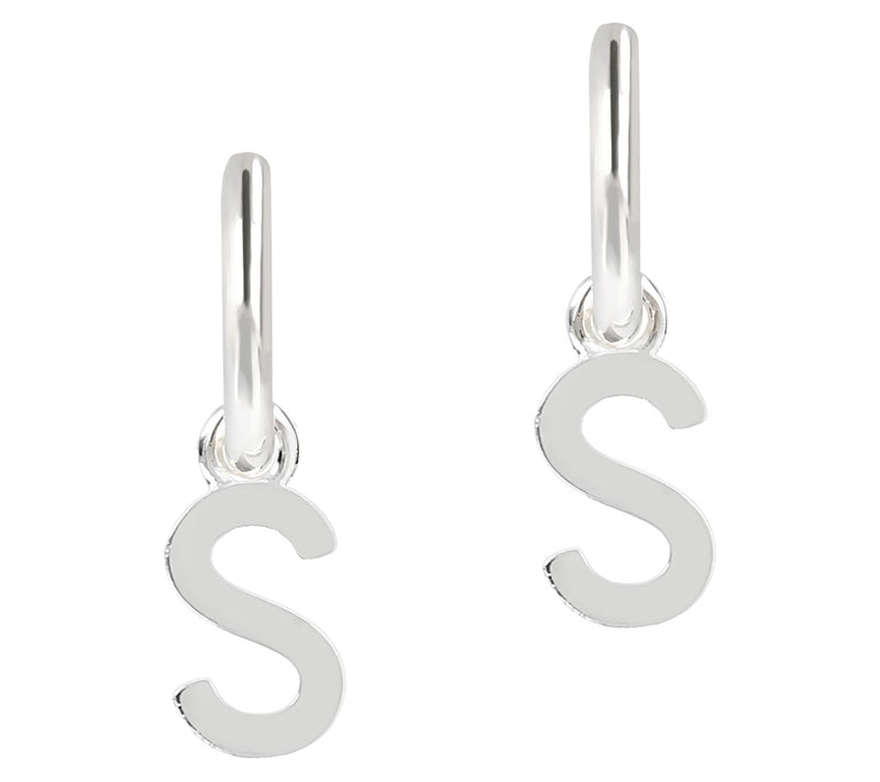 UltraFine Silver Initial Mini Hoop Earrings — View 39
