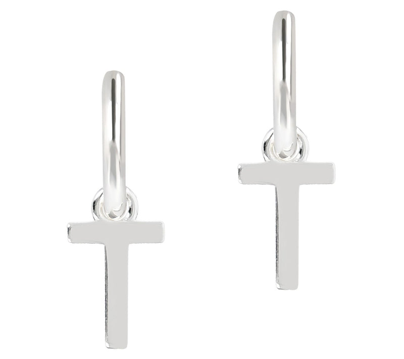 UltraFine Silver Initial Mini Hoop Earrings — View 41