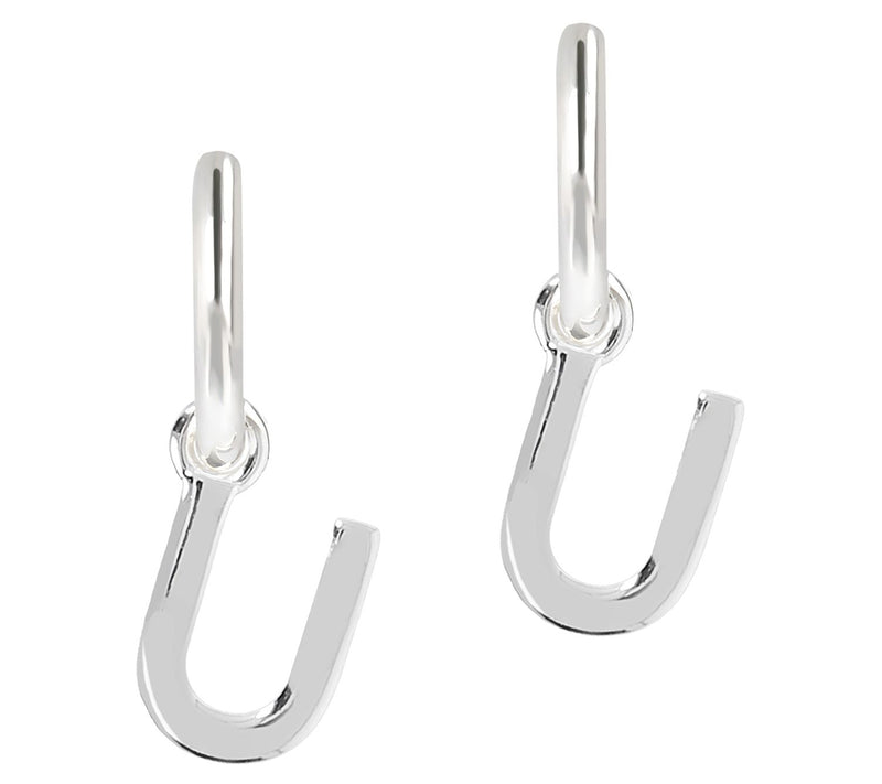 UltraFine Silver Initial Mini Hoop Earrings — View 43