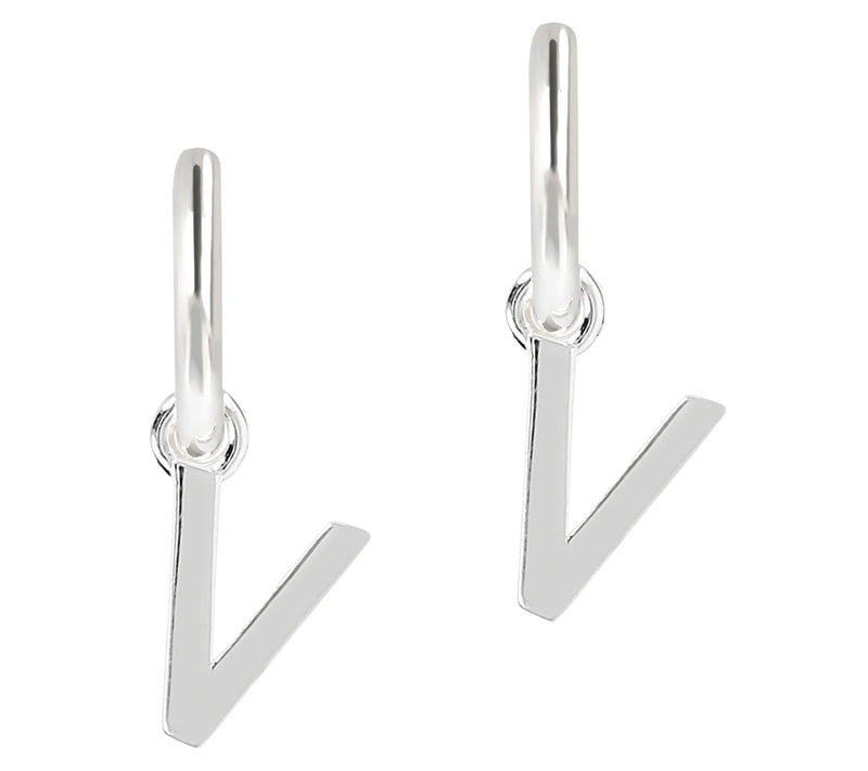 UltraFine Silver Initial Mini Hoop Earrings — View 45