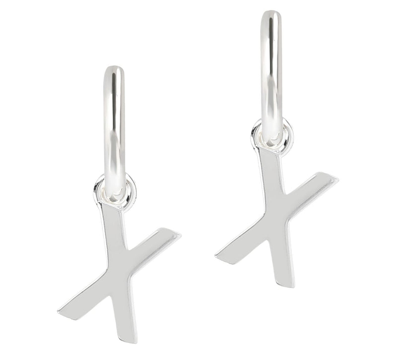 UltraFine Silver Initial Mini Hoop Earrings — View 49