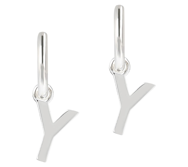 UltraFine Silver Initial Mini Hoop Earrings — View 51