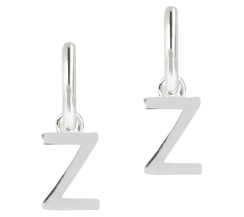UltraFine Silver Initial Mini Hoop Earrings — View 53