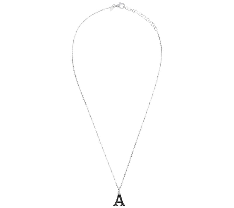 Mistero Sterlin g Silver Black Spinel Initial Pendant w/ Chai — View 54