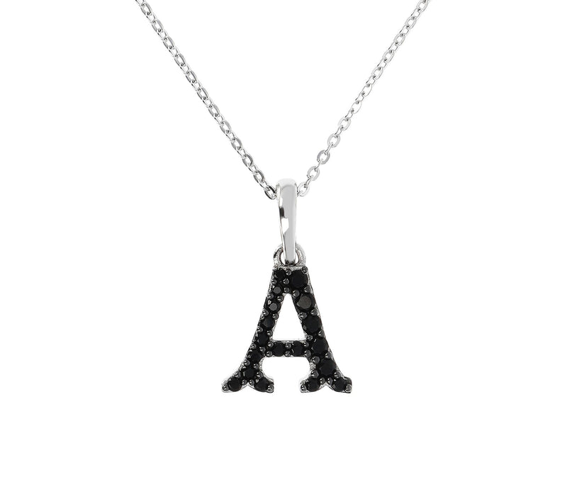 Mistero Sterlin g Silver Black Spinel Initial Pendant w/ Chai — View 39
