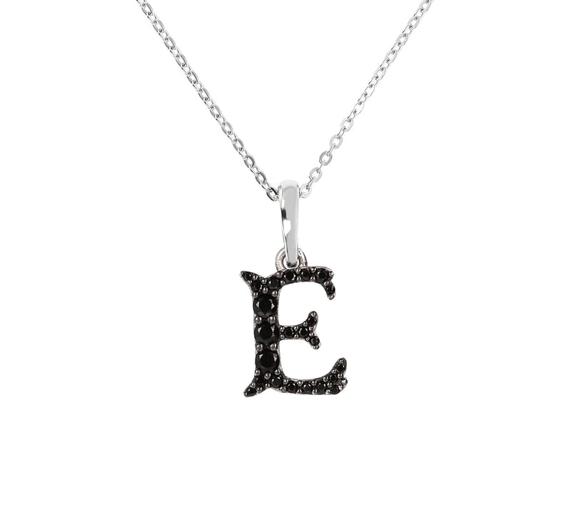Mistero Sterlin g Silver Black Spinel Initial Pendant w/ Chai — View 11