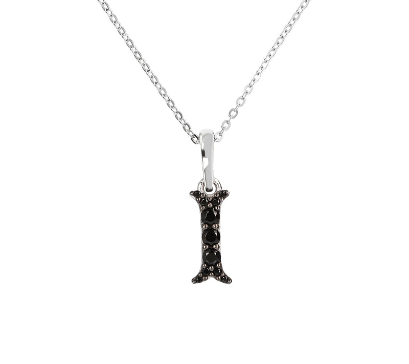 Mistero Sterlin g Silver Black Spinel Initial Pendant w/ Chai — View 19