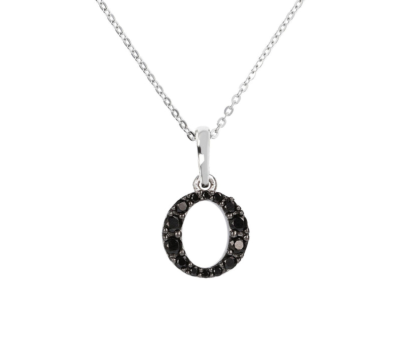 Mistero Sterlin g Silver Black Spinel Initial Pendant w/ Chai — View 31