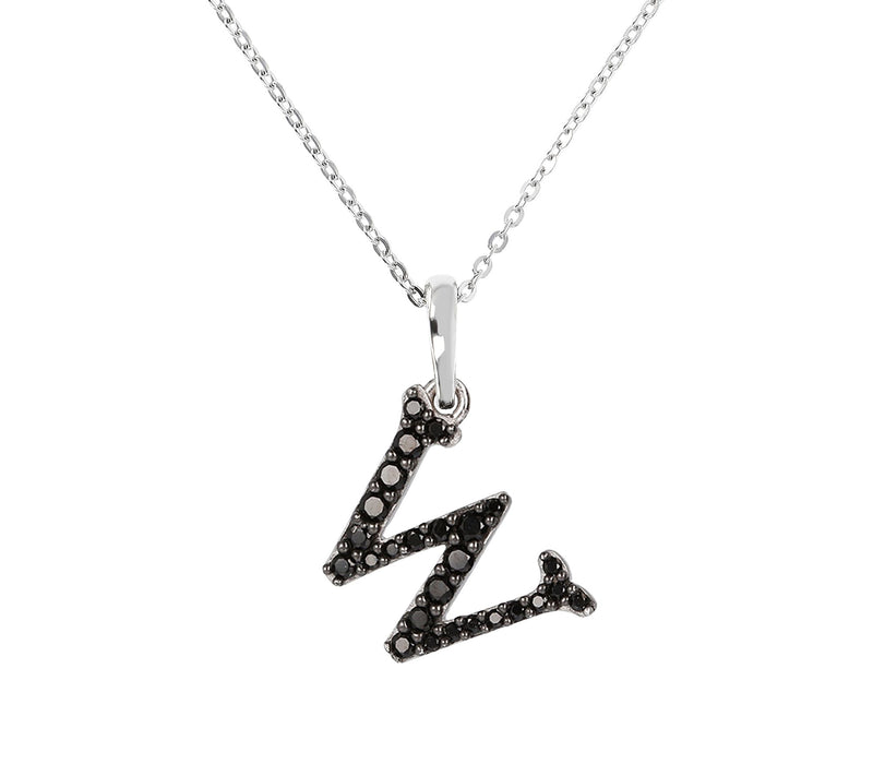 Mistero Sterlin g Silver Black Spinel Initial Pendant w/ Chai — View 47