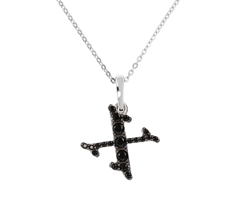 Mistero Sterlin g Silver Black Spinel Initial Pendant w/ Chai — View 49