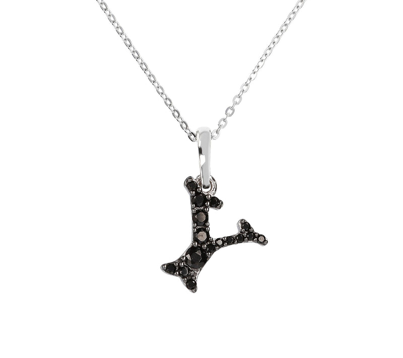 Mistero Sterlin g Silver Black Spinel Initial Pendant w/ Chai — View 51