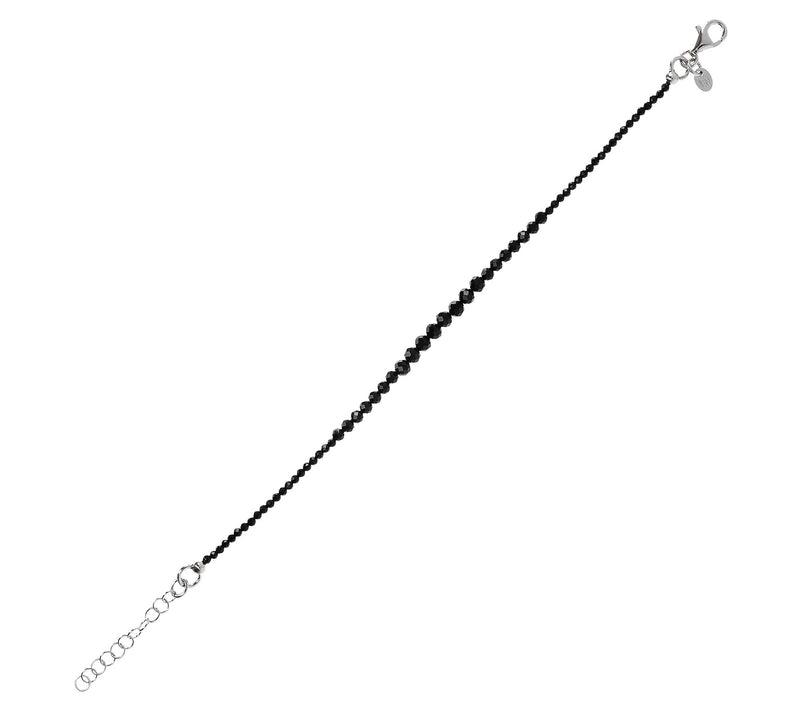 Mistero Sterling Silver Black Spinel Bead Brace let — View 4