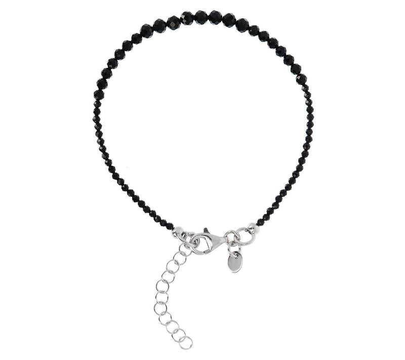 Mistero Sterling Silver Black Spinel Bead Brace let — View 3