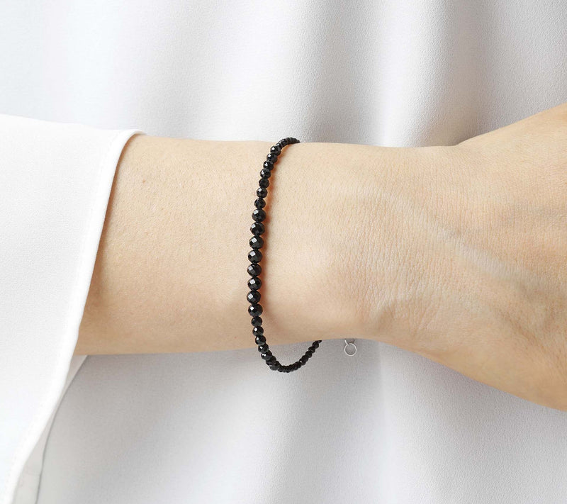 Mistero Sterling Silver Black Spinel Bead Brace let — View 5