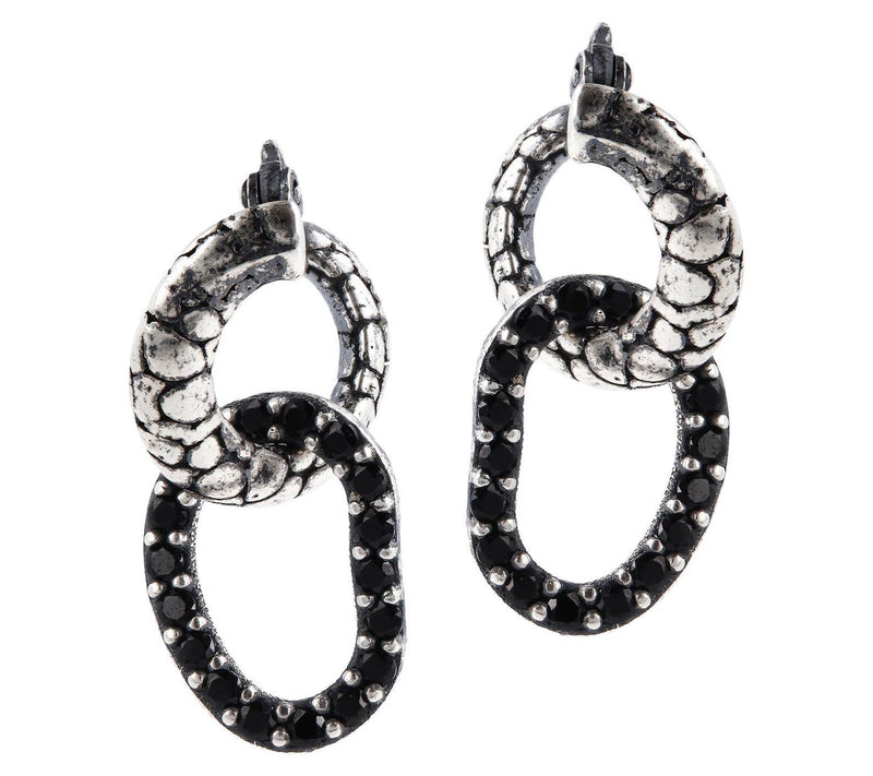 Mistero Sterling Silver Black Spinel Dangle HooEarrings — Main view