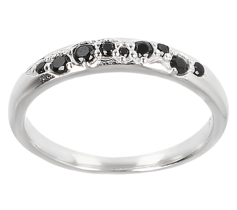 Mistero Sterling Silver Scattered Black SpinelBand Ring — Main view