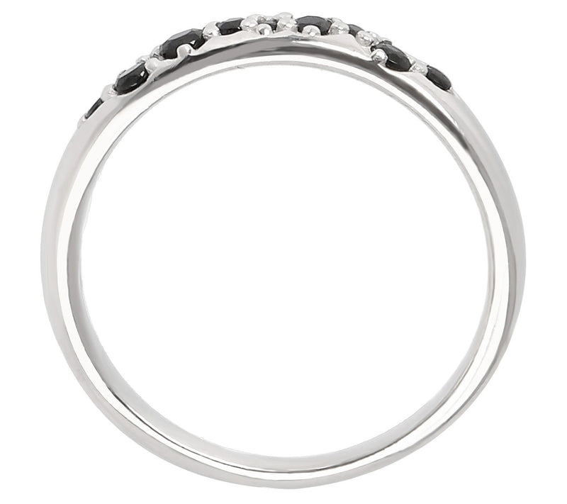 Mistero Sterling Silver Scattered Black SpinelBand Ring — View 5