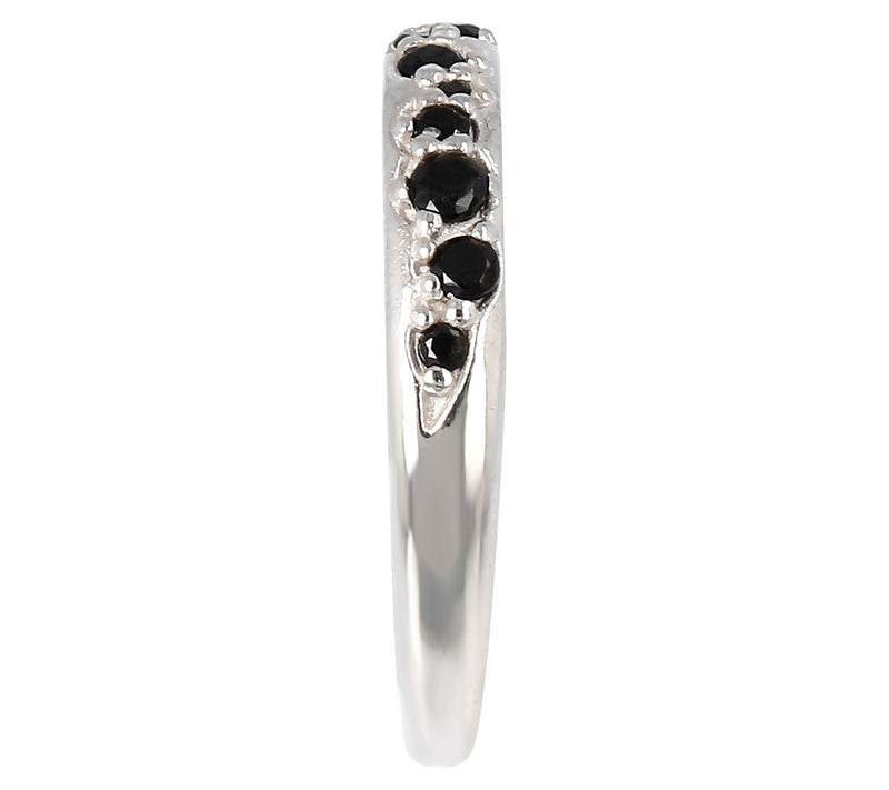 Mistero Sterling Silver Scattered Black SpinelBand Ring — View 4