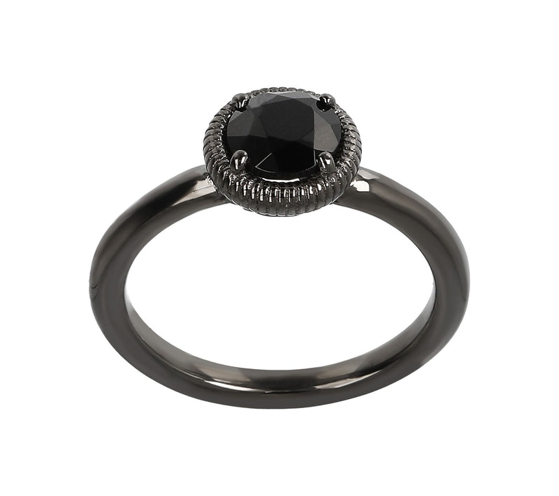 Mistero 0.95 ct Solitaire Blac k Spinel Ring, Sterling — View 3