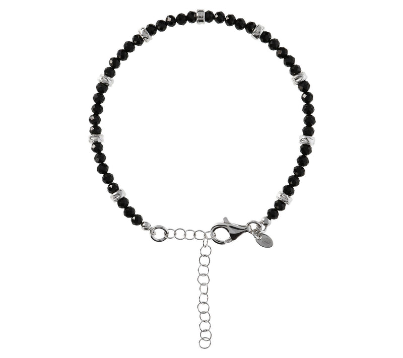Mistero Sterling Silver Adjustable Black SpinelBead Bracelet — Main view