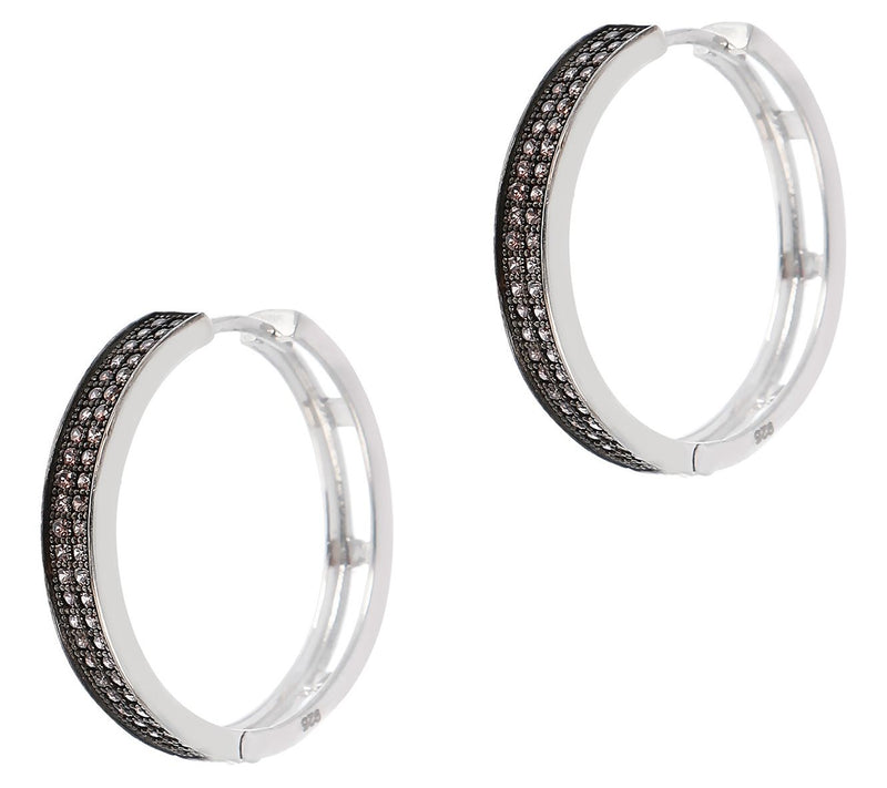 Mistero Sterling Silver Cubic Zirconia Round Hoop Earrings — Main view