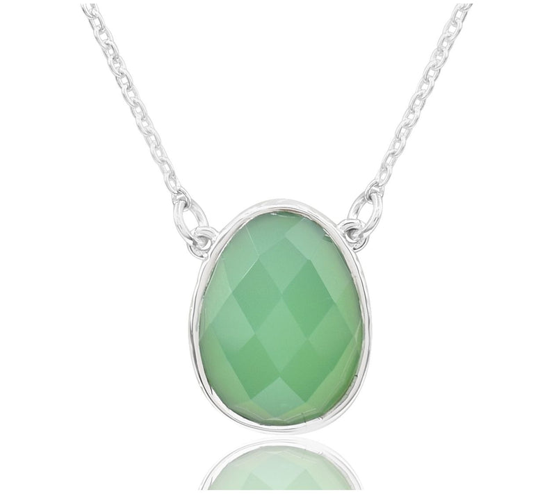 Sterling Silver Checkerboard Chalcedony Necklace — View 3