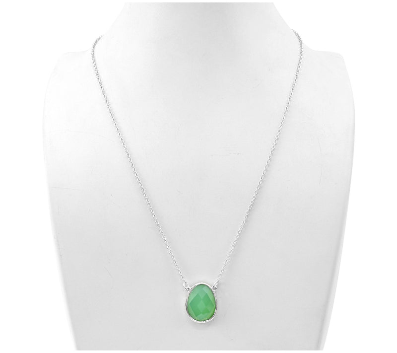 Sterling Silver Checkerboard Chalcedony Necklace — View 4