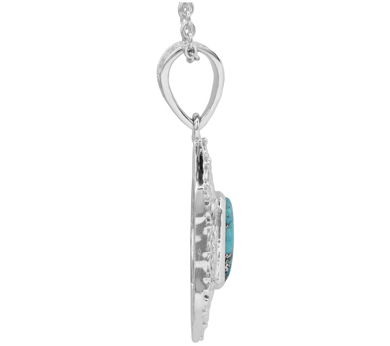 Sterling Silver Compressed Turquoise Pendant w/ Chain — View 6