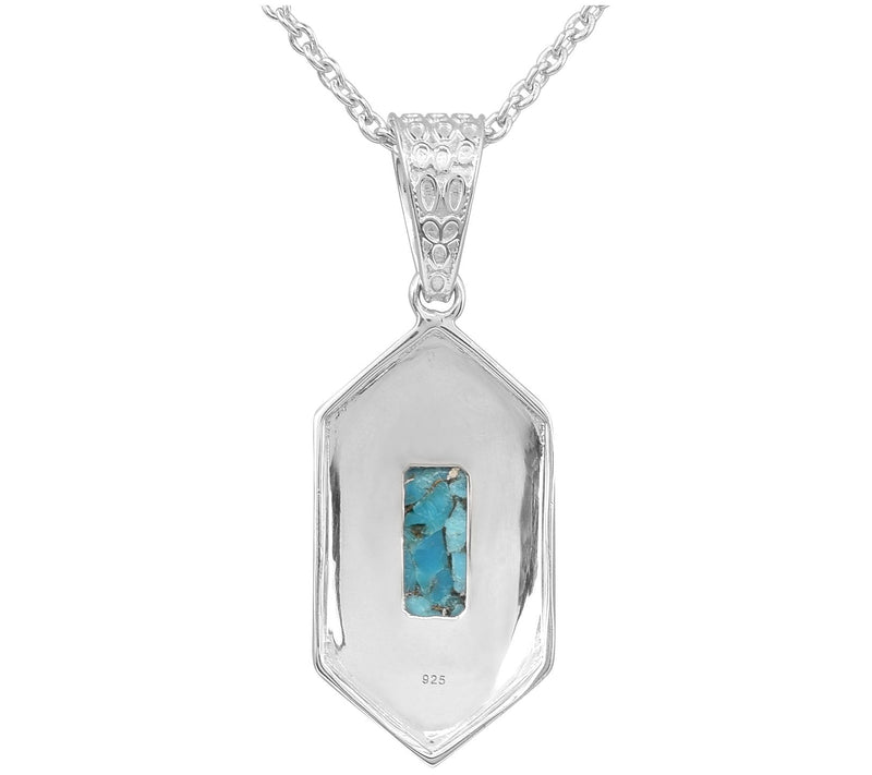 Sterling Silver Compressed Turquoise Pendant w/ Chain — View 5
