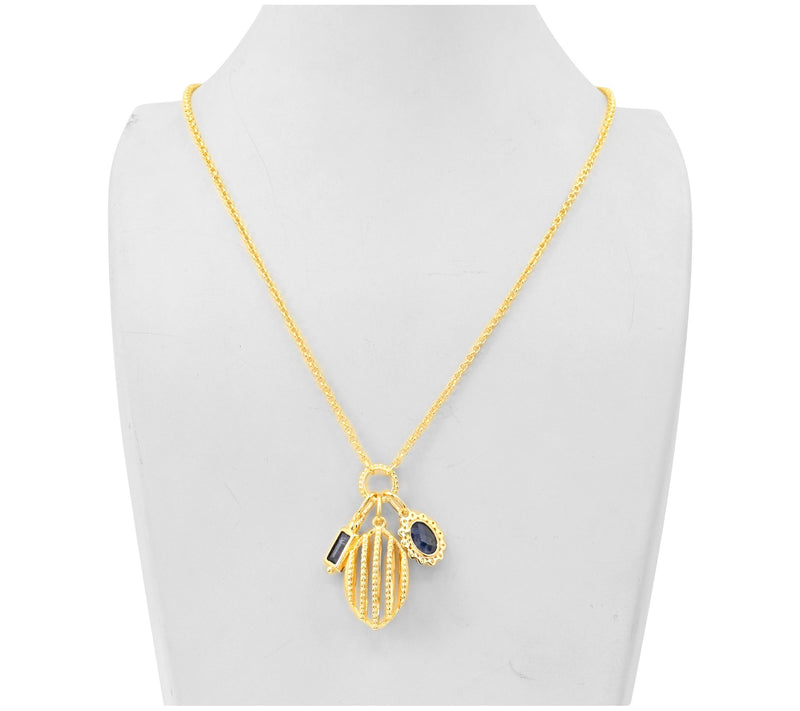 14K Gold-Plated Sterling Indian Sapphire Charm Necklace — View 4