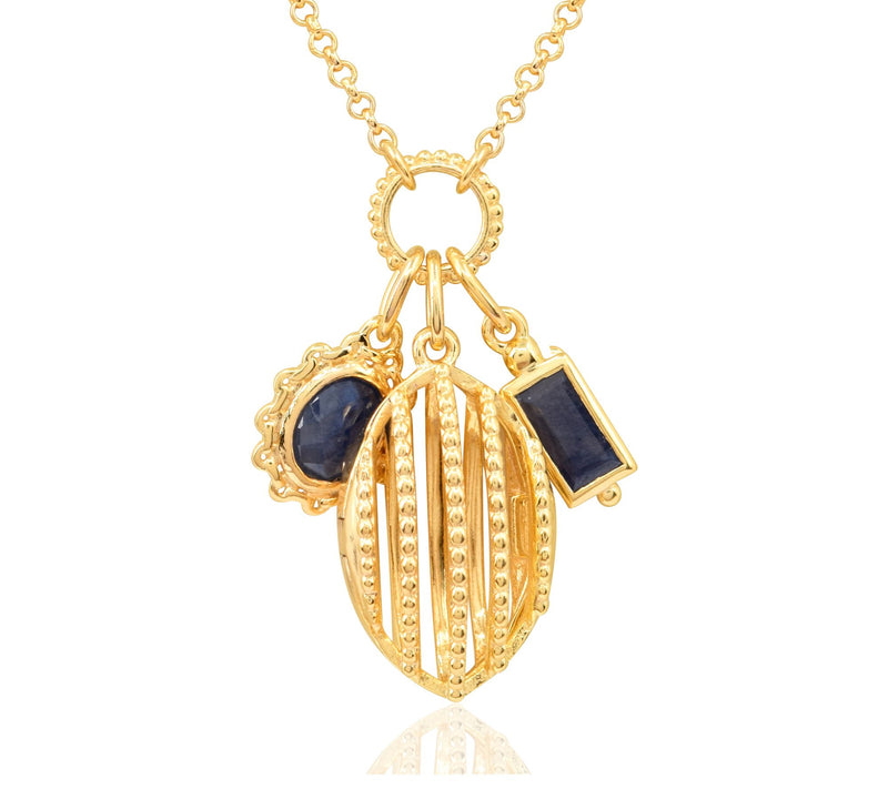 14K Gold-Plated Sterling Indian Sapphire Charm Necklace — View 3