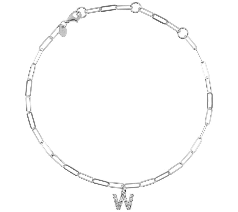 Diamonique Initial Paperclip Link Ankle Bracele t, Sterling — View 47